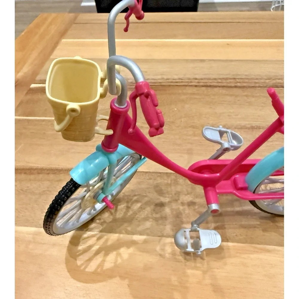 Barbie Pink & Teal Cruiser Bicycle with Basket Doll Accessory Bike Mattel Toy